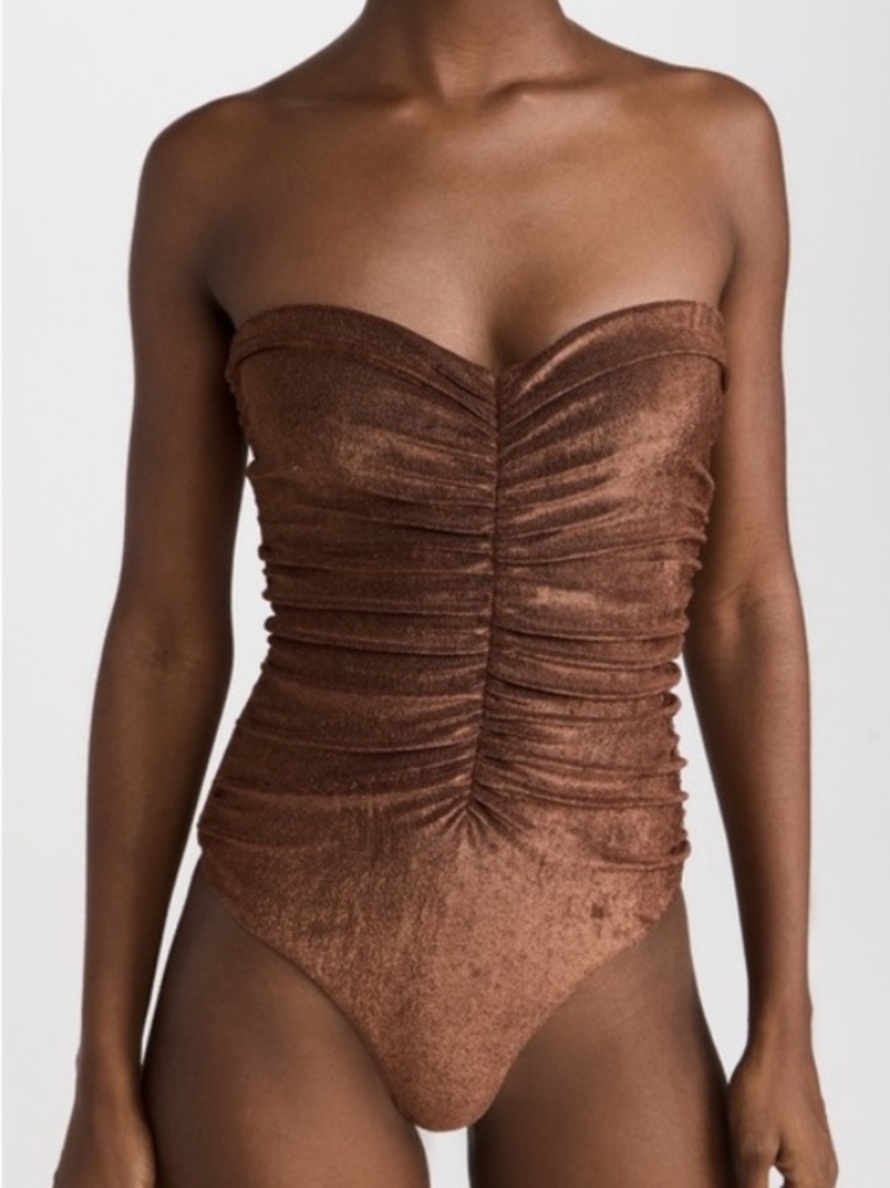 Jade Swim Yara One Piece Swimsuit in Espresso Terry SZ L NWT